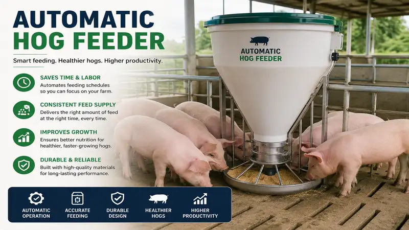automatic hog feeder dispensing feed to pigs on a modern farm