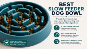 close-up view of best slow feeder dog bowl with maze design for slow feeding