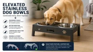 Elevated Stainless Dog Bowls helping dogs eat comfortably with improved posture