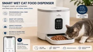 smart wet cat food dispenser with app control and programmable meal schedules