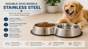 double dog bowls stainless steel set with separate food and water sections