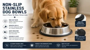 Non-slip Stainless Dog Bowls designed to reduce spills and sliding during mealtime
