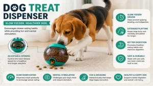 dog treat dispenser designed as a slow feeder toy for healthier eating and longer playtime