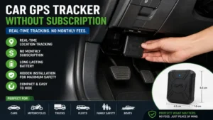 car gps tracker without subscription installed discreetly inside a vehicle dashboard