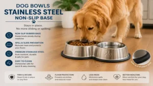 dog bowls stainless steel non-slip base preventing spills and sliding on floor