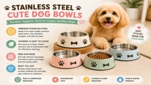 stainless steel cute dog bowls with durable non-slip design