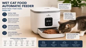 wet cat food automatic feeder with digital timer and sealed food tray