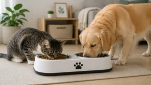 Modern pet animal feeder bowl for indoor cats and dogs