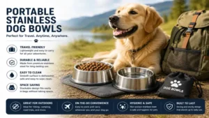 Portable Stainless Dog Bowls ideal for travel outdoor activities and camping