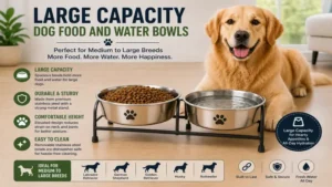 Large-capacity dog food and water bowls suitable for medium and large dog breeds with higher feeding needs