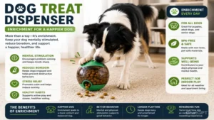 dog treat dispenser supporting pet enrichment activities and reducing boredom for dogs indoors