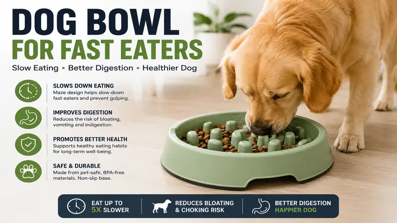 Dog bowl for fast eaters designed to slow eating and support healthier digestion for dogs.