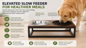 raised dog bowls slow feed design with elevated stand and maze bowl to reduce fast eating and support digestion