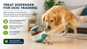 treat dispenser used by a dog during positive reinforcement training at home