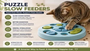 Interactive puzzle slow feeders for cats that combine mental stimulation with healthier mealtime habits.