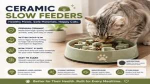 Premium ceramic slow feeders for cats with a durable, non-slip design for safer and healthier feeding.