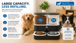 Large-capacity automatic water and food dispenser for dogs designed for multi-pet households
