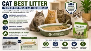 cat best litter designed for multi-cat households with strong absorption and odor control