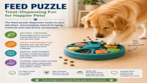 feed puzzle dispensing treats as pets solve challenges, encouraging natural foraging and interactive play