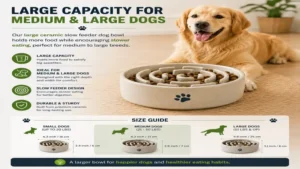 Large ceramic slow feeder dog bowl suitable for medium and large breed dogs while encouraging slower eating