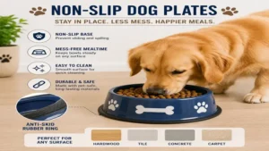 Non-slip dog plates that help prevent spills during mealtime