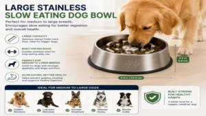 Large slow eating dog bowl stainless suitable for medium and large breed dogs