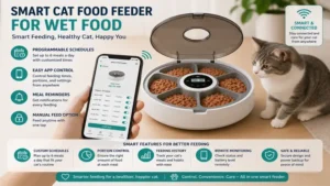 cat food feeder for wet food with smart app control, programmable schedules, and remote feeding management