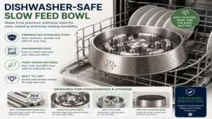 Dishwasher-safe slow eating dog bowl stainless made from durable food-grade material