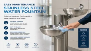 stainless steel water fountain featuring easy maintenance and hygienic cleaning design