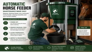Maintenance and cleaning process of an automatic horse feeder to ensure reliable performance