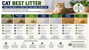 Comparison chart of cat best litter options to help choose the best litter for different cat needs