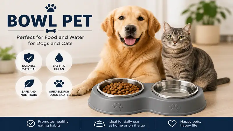 bowl pet for daily feeding with food and water for dogs and cats