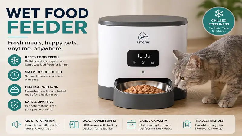 wet food feeder designed to keep pet meals fresh and easy to serve.