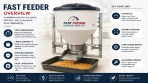 Overview of a fast feeder used for efficient livestock feeding.