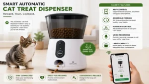 Smart automatic cat treat dispenser with app control for convenient pet rewards
