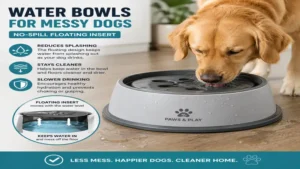water bowls for messy dogs with a floating no-spill insert that helps reduce splashing and keeps floors dry