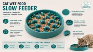 Cat wet food slow feeder design that helps reduce fast eating and supports better digestion