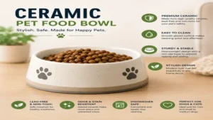 Ceramic pet food bowl with a non-slip base for clean and comfortable mealtimes