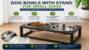 Dog bowls with stand for small dogs made with durable stainless steel bowls and a sturdy stand