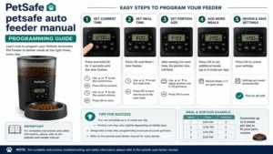 petsafe auto feeder manual explaining how to program meal schedules correctly.