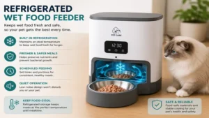 refrigerated wet food feeder helping preserve wet food freshness with a built-in cooling system.