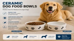 Ceramic dog food bowls sized for medium and large breed dogs