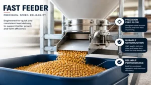 Close-up view of a fast feeder showing the feeding mechanism.