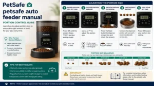 petsafe auto feeder manual demonstrating how to adjust portion sizes for daily feeding.