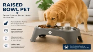 Raised bowl pet helping improve comfort and posture during feeding