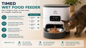 timed wet food feeder with programmable meal scheduling for consistent pet feeding.
