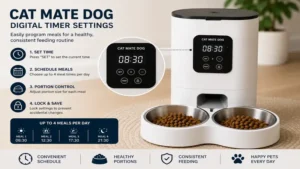 Digital timer settings on a cat mate dog automatic pet feeder
