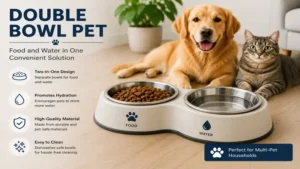 Double bowl pet with separate sections for food and fresh water
