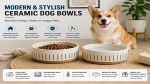 Modern ceramic dog food bowls with a minimalist home décor style