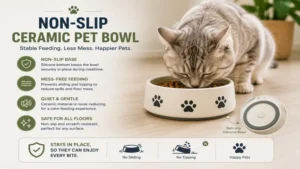 Ceramic pet bowl with a non-slip base for stable and mess-free feeding